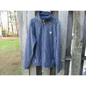 Bench Men's Full Zip Jacket Knit Snow Hiking Jacket Navy Blue Gray Draw Strings